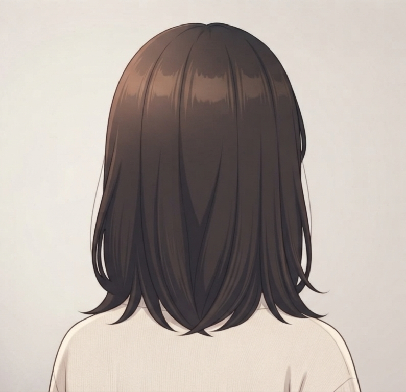 Female · Curtain Bangs Lob · Back